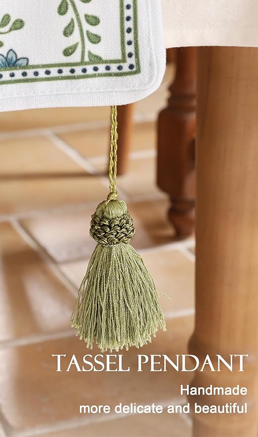 Designer White Elegant Linen Table Runner 102 Inches Long,Chinoiserie Floral Decor Durable Table Runners for Dining Tables,Thanksgiving,Kitchen Tables,Christmas,12"*102"-Mosella D