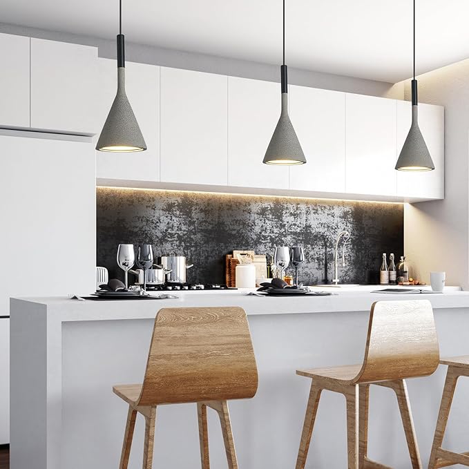 Farmhouse Black Pendant Light Fixtures 1-Light Concrete Industrial Kitchen Island Pendant Lighting for Dining Room Bedroom Hallway Pendant Ceiling Lamp