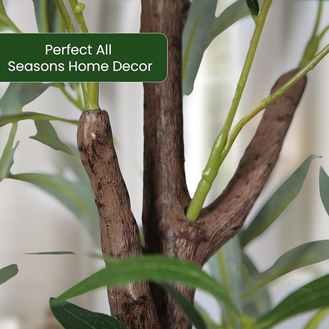 Artificial Olive Tree 5FT Tall Faux Silk Plant 60inch Fake Olive Tree with Trunk and Lifelike Fruits for Home Office Decor Indoor 1pack
