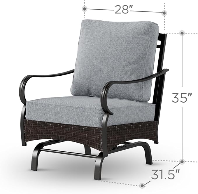 Rocking Patio Sofa Chairs - 2 PCS Outdoor Rocking Armchairs, Patio Seating with High Back Deep Seat for Porch Deck Balcony
