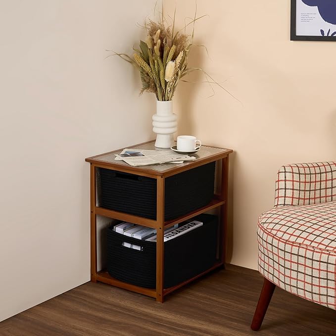 Large Storage Baskets for Shelves, Closet Organizers Bins for Clothes Blanket Towels, Baby Nursery, Toy Baskets Box, Woven Rope Baskets, 17 x 13 x 7.5”, 3 Packs Black