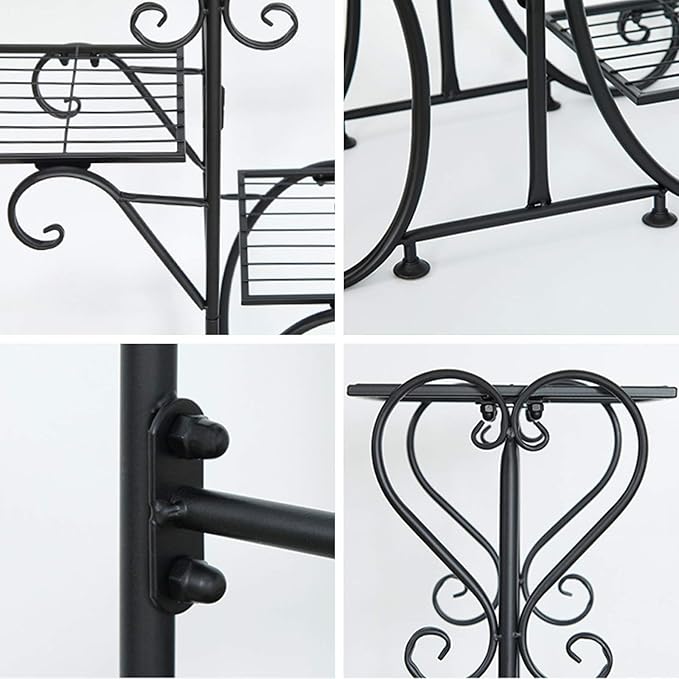 42inch Tall Metal Plant Stand Multi Tiered 5 Tier Multiple Flower Pots Holder Shelf Rack Display Stand Wrought Iron Planter Display Rack Potted Planter Shelves Organizer for Patio Balcony Garden