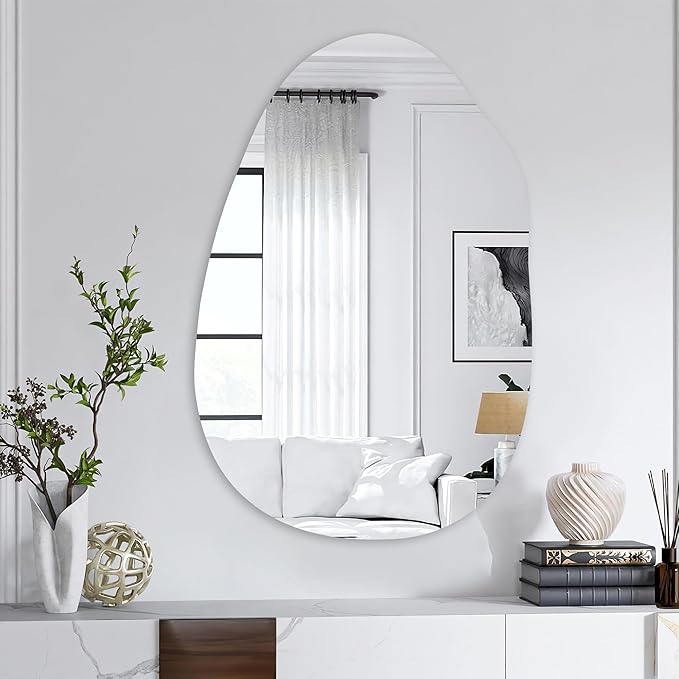 Tanmicoshomy 24x36 Inch Irregular Wall Mirrors for Bathroom, Asymmetrical Mirror with Tempered Glass for Bedroom, Living Room or Entryway Decorative Modern Wall Decor