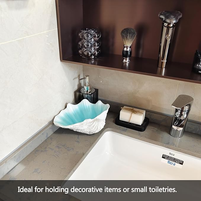 Small Blue Scalloped Clam Shell Bowl Sea Shell Decor for Nautical Beach House,Coastal Decor Gift of Housewarming and Wedding Party