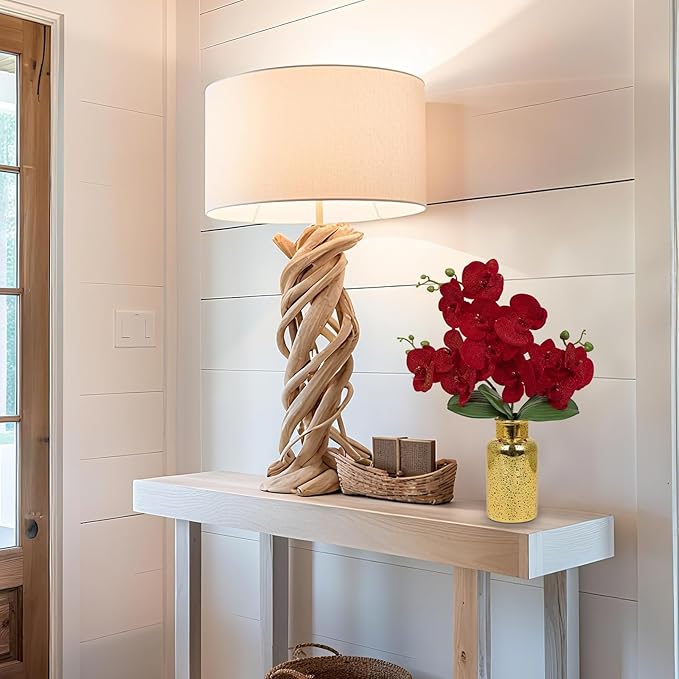 Red Orchids Artificial Flowers Faux Orchid Arrangement with Gold Glass Vase Real Touch Velvet Phalaenopsis Orchid Flowers Orchids Centerpiece for Dining Room Table