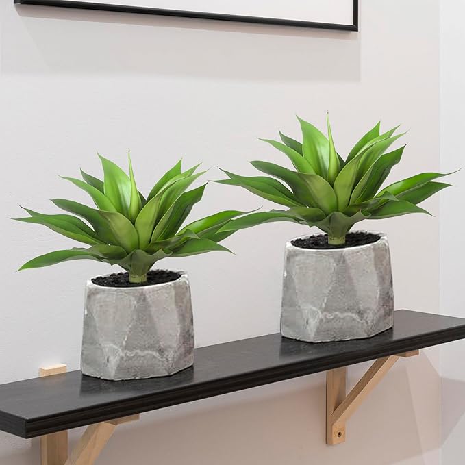 Artificial Agave Plants,Large UV Resistant Fake Agave Planters for Indoor and Outdoor Decorating Artificial Plants for Outdoors Fake Plants (2Pack, 18"