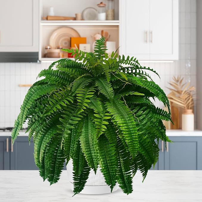 WAYNHUI Silky Artificial Boston Fern Bush, 48Inch Artificial Plants, Suitable for Decorating Office, Patio, Living Room Faux Greenery, 88Branches (88 Branches 2pack)