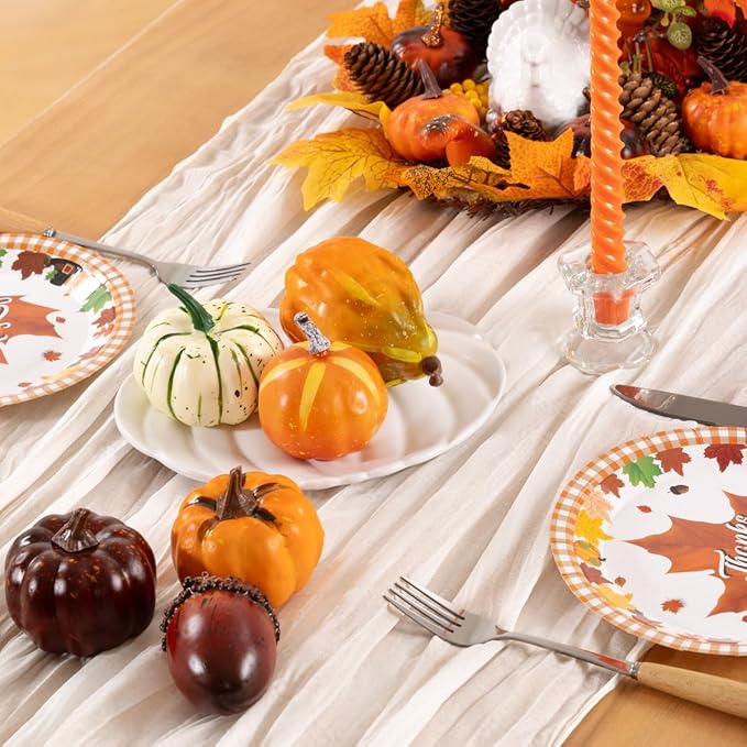 Ivory White Cheesecloth Table Runner 6 Pack Fall Table Runners Boho Gauze 120 Inches White Cheese Cloth Fall Table Decorations for Thanksgiving Weddings Bridal Baby Shower