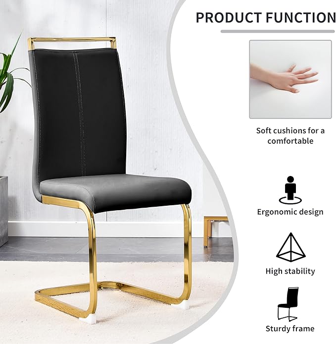 11 Piece Glass Dining Table Set, 79" Modern Dining Table Set for 10, 0.5" Thick Tempered Glass Tabletop with Gold Chrome Metal Legs and Black Crossbar, 10 PU Chairs for Dining Room, Kitchen