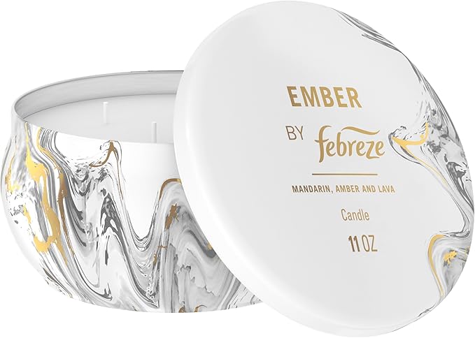 Febreze Scented Candle, Ember Scent, 11 oz 4 Wick Candle, Single Pack