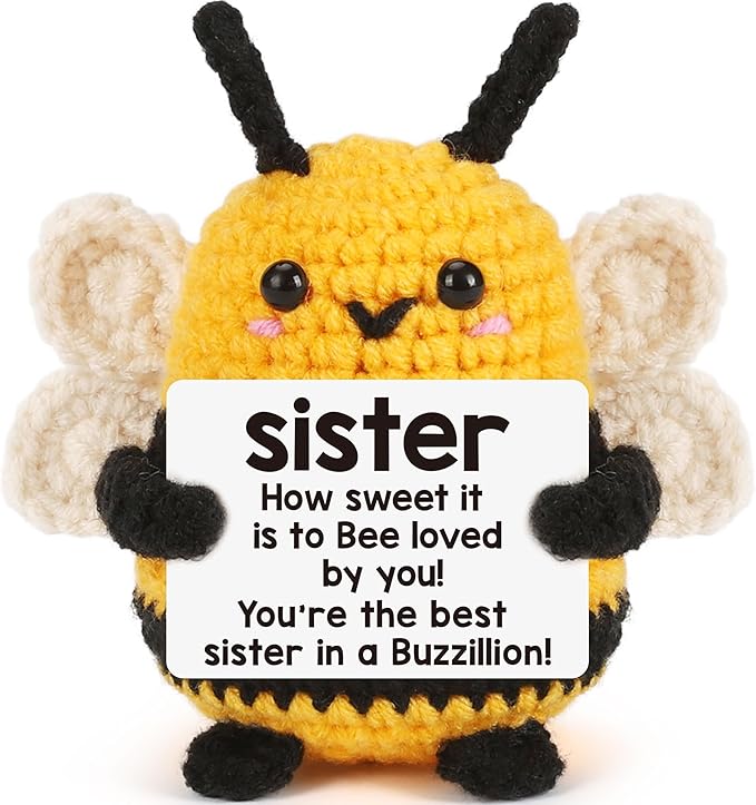 LEJIAJINW Sister Gifts for Christmas, Sister Birthday Gift, from Sis/Brother, Unique Stocking Stuffer for Women Sis Valentines Mothers Day for Her, Funny Easer Decorations, Cute Mini Handmade Bees