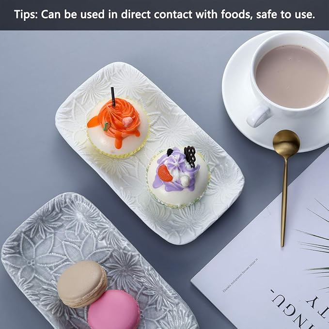 Ceramic Jewelry Tray, Bathroom Kitchen Vanity Decorative Trinket Tray Ring Dish for Earrings Rings Watch Keys, Ceramic Dessert Plate, White