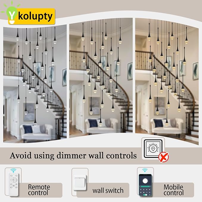 24-Lights Rectangular Chandelier Crystal Raindrop Chandeliers Flush Mount Ceiling Light for Dining Room Living Room High Ceiling Chandelier for Staircase Foyer Entryway Black Chandeliers