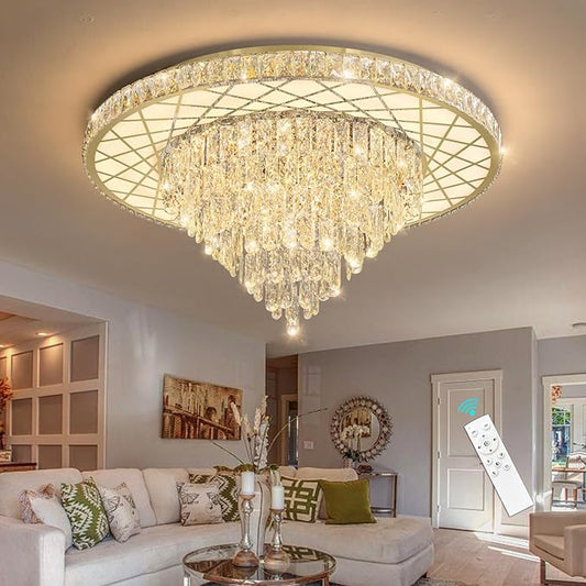 Luxury Modern Crystal Chandelier Lighting Elegant Dining Room Living Room Fixture Chandeliers with 60W LED Dimmable Lights Gold