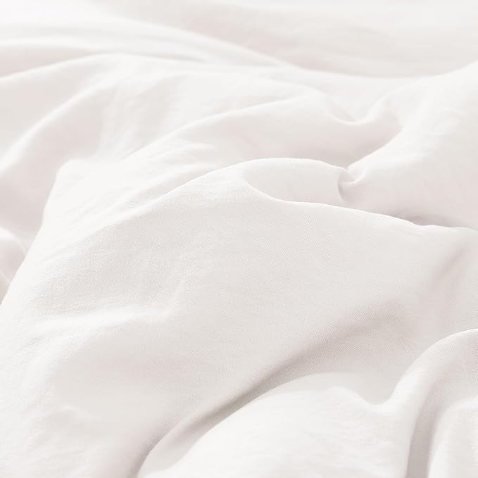 WRENSONGE Twin Comforter Set- 5 Pieces White Twin Bed in a Bag, All Season Twin XL Bedding Sets with 1 Fitted Sheet, 1 Flat Sheet, 1 Pillow Sham and 1 Pillowcase