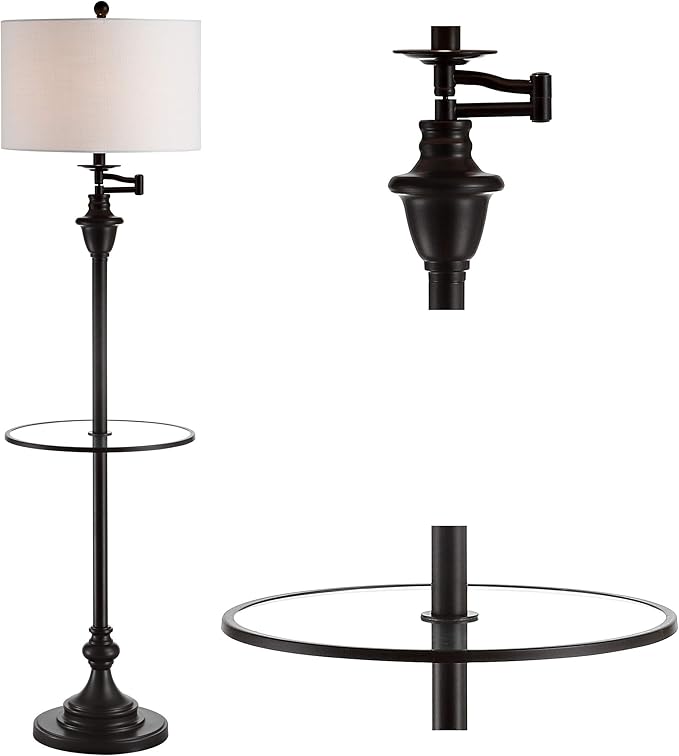 JONATHAN Y JYL3055C Cora 60" Metal/Glass LED Side Table and Floor Lamp Contemporary,Transitional for Bedrooms, Living Room, Office, Reading, Oil Rubbed Bronze, Oil-Rubbed Bronze