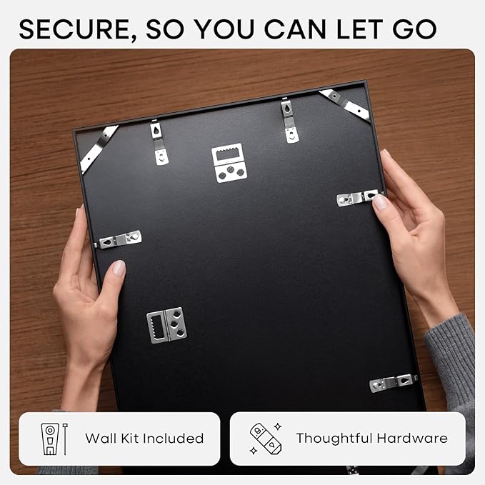 Homeforia 20 x 28 Picture Frame Black, High End Metal 20x28 Poster Frames with Mat 14x22 for Photo, 20 x 28 Black Frame Matted to 14 x 22 Print, 28x20 Hanging Frame, Tempered Glass, Wall Kit, Set of 1