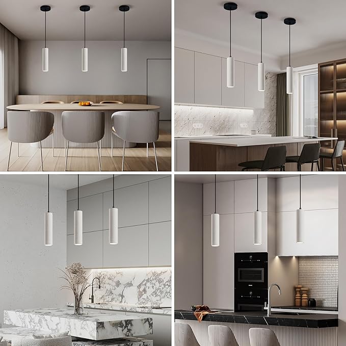 Modern LED Concrete Pendant Light Kitchen Islandceiling Light Fixture Pendant Lighting for Dining Room Coffee Club Resturant Bar Living Room(3-Pack)