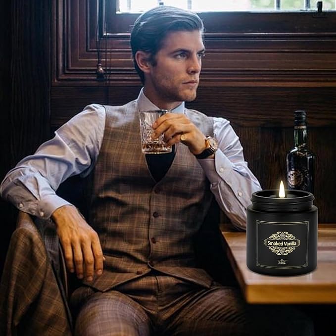 Scented Candles Gift Sets for Men, 6 Pack Soy Candles for Home Scented, Dad Gifts for Fathers Day, Boyfriend, Men Candles Sets Scents of Lavender/Oak/Sandalwood/SmokedVanilla/Leather/Freesia