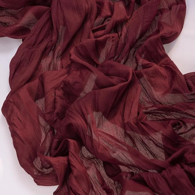 MLMC Burgundy Red Table Runner 10ft Rustic Gauze Wine Red Cheesecloth Table Runner Fall Cheese Cloth Centerpiece 35x120 Inches for Halloween Wedding Party Bridal Shower Anniversary Events Decor