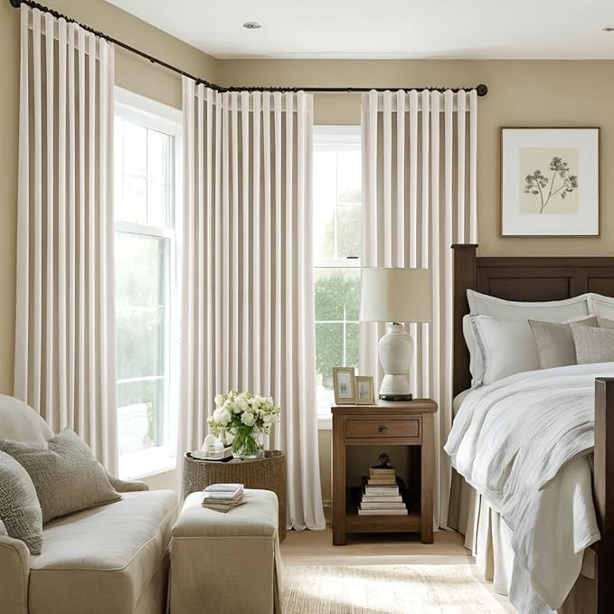 MIULEE Velvet Curtains 108 inches - Luxury Curtains for Bedroom Living Room Thermal Insulated Super Soft Room Darkening Window Drapes Rod Pocket & Back Tab, Ivory, W52 x L108 inches, 2 Panels