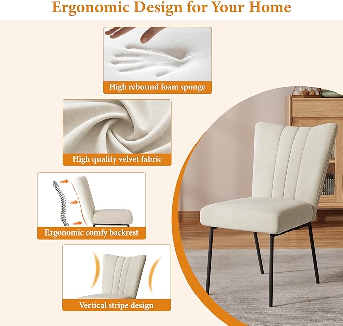 ZckyCine 63"-79" Expandable Dining Table Set for 6-8, Modern Walnut Table with Metal Legs and 6 White Velvet Upholstered Chairs, Kitchen & Dining Room Furniture, Easy Assembly