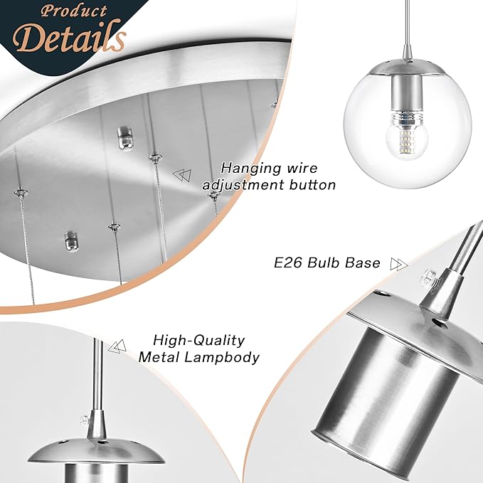 KoKo&Yukina 12-Light Nickel Mid Century Modern Chandelier for Living Room Staircase Chandelier for Entryway Clear Globe Glass Chandelier High Ceiling Chandeliers Foyer Entryway (Bulb & Remote Incl.)