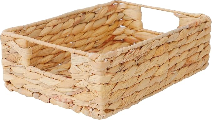 Large Water Hyacinth Storage Basket - 36x26x11 Rectangular Wicker Basket with Handles for Shelves, Home Organizing, Gifts | Natural Woven Decorative for Pantry, Books & Decor