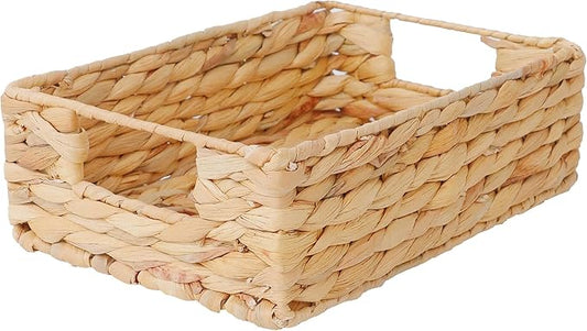 Large Water Hyacinth Storage Basket - 36x26x11 Rectangular Wicker Basket with Handles for Shelves, Home Organizing, Gifts | Natural Woven Decorative for Pantry, Books & Decor