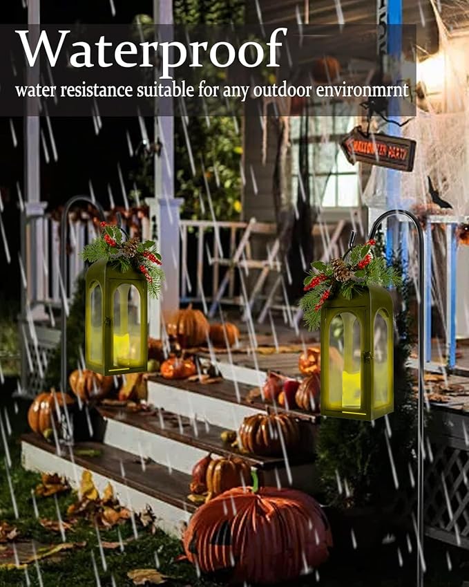 Bdor Lantern Decorative Candle Lantern 16 Inch Remote Vintage Set of 2 Decorations with Timer LED Metal Hanging Lantern for Home Outdoor Porch Decor Christmas Centerpieces Tables