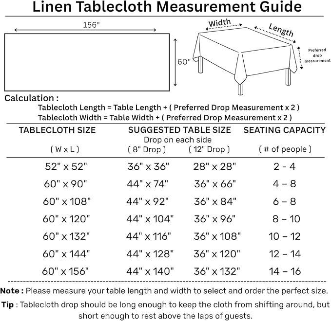 Solino Home White Linen Tablecloth 60 x 156 Inch - 100% Pure Linen Table Cloth for Rectangle Tables - Fete, Machine Washable Tablecloth for Christmas, Fall, Autumn, Halloween, Thanksgiving