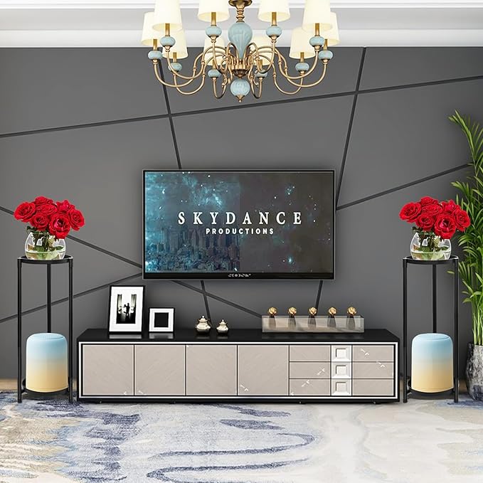 2 Tier Plant Stand Indoor, Black Corner Tiered Tall Plant Stand for Outdoor Multiple Plants, Metal Flower Pot Stands Holders Plant Display Shelf for Balcony Living Room Garden Patio(2Pcs)