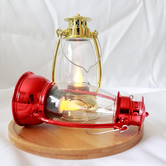 Mini Lanterns 6 Pcs LED Small Indoor Golden Decorative Outdoor Hanging Candle Lanterns Farmhouse Weddings Birthday Halloween Christmas Decorations