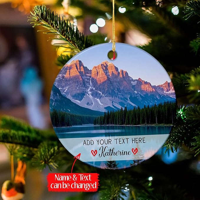 Personalized Banff National Park Ornament Christmas 2025, Banff National Park Canada Travel Souvenir Keepsake Ornaments Gift, Custom Text/Name Canada Vacation Trip Xmas Ornament for Adventure Lovers