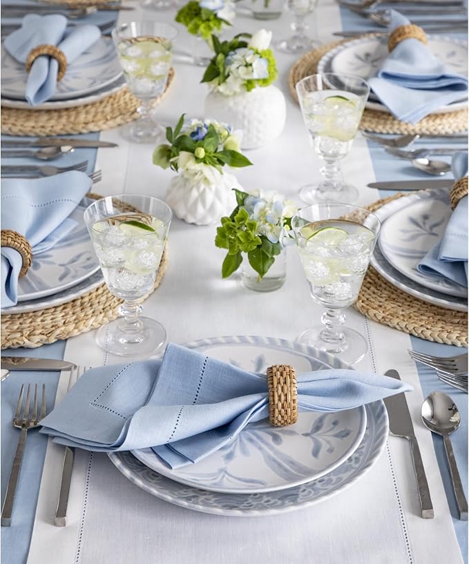 Solino Home Linen White Table Runner 48 Inches - Classic Hemstitch, 100% Pure Linen Coffee Table Runner 14 x 48 Inch Ideal for Dresser Tables - Fall, Autumn, Halloween, Thanksgiving, Holiday