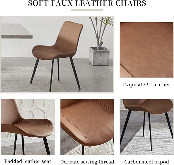 55.1''Dining Table Set for 4,Modern Wood Dining Table,Leather Dining Chairs 4,Table and Chairs Set of 4,Ideal for Kitchen Dining Room