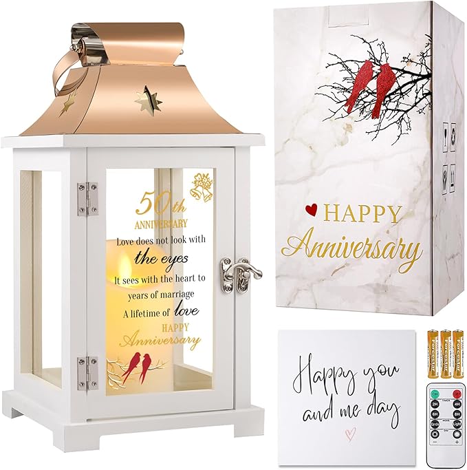 50th Wedding Anniversary Lantern,Best 50th Anniversary Wedding Gifts for Couple Parents Wife Husband Grandparents,Unique 50th Anniversary Wedding Gift Ideas,Happy 50th Anniversary Decoration