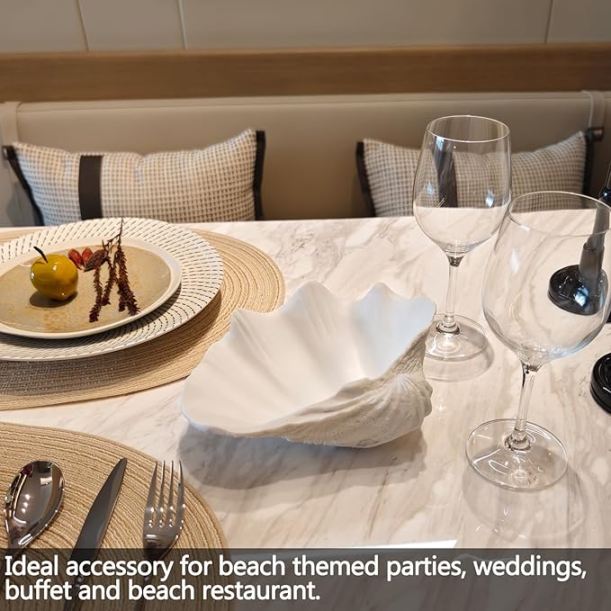 Small White Scalloped Clam Shell Bowl Sea Shell Decor for Nautical Beach House,Coastal Decor Gift of Housewarming and Wedding Party