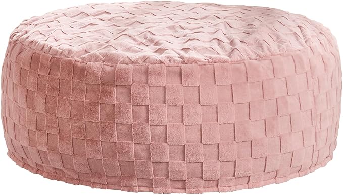 Hobestluk Bean Bag Chairs Beanbag Chair with Filler Adult Bean Bags with Fluffy Plaid Cover, Giant Bean Bag Chairs for Adults for Living Room, Bedroom (Pink, 5FT - 50” x 50” x 24”)