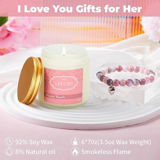 6 Pack Candles for Home Scented,Jar Candles,Lavender Candle,Aromatherapy Candle Gifts Set for Women,Long Lasting Scented Candles Gift for Birthday Mother's Thanksgiving Day Present