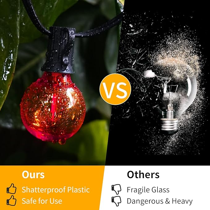 40FT LED Outdoor String Lights Waterproof, G40 LED Globe Outdoor Lighting for Patio with 27 Edison Vintage Shatterproof Bulbs, Connectable Backyard Lights for Garden, Bistro, Porch, Cafe