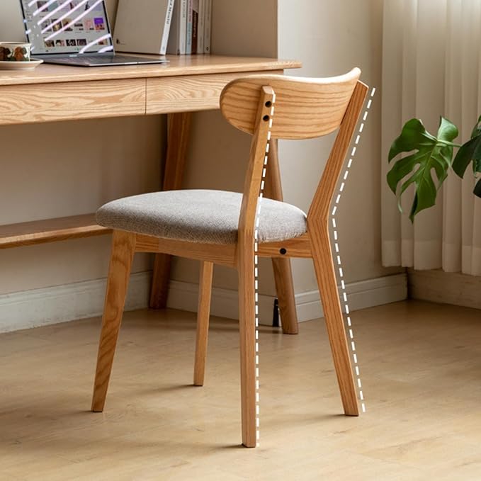 100% Solid Oak Wood Dining Chairs,Mid Century Modern Dining Chairs with Upholstered Cushion,Kitchen,Dining Room Chairs Set of 4 (4, Original Color Grey Upholstery)