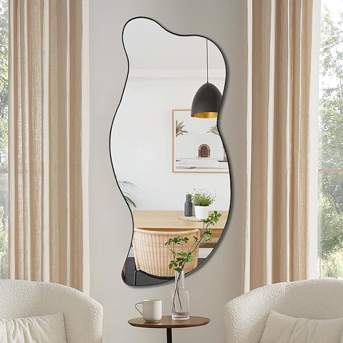 Irregular Wall Mirror, Asymmetrical Mirror, 47.24"x21.6" Modern Weird Shaped Mirrors for Living Room Bathroom Bedroom Entryway Fireplace