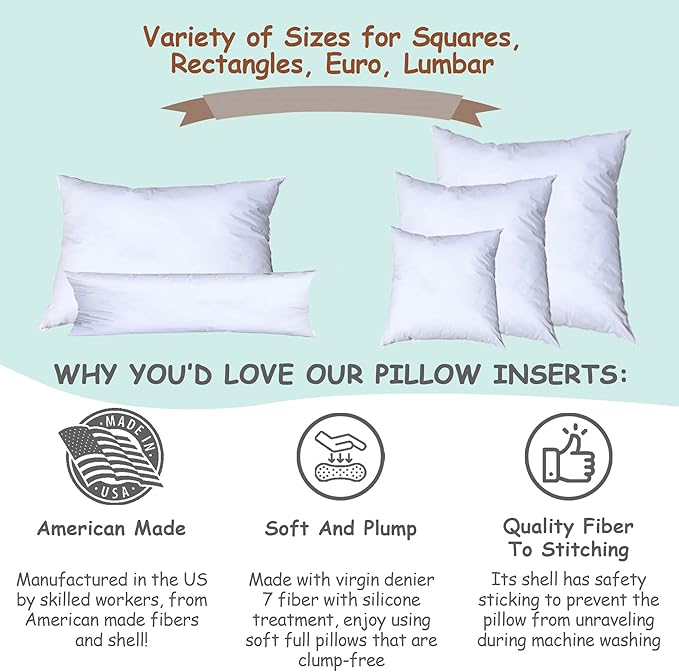 Pillowflex Synthetic Down Pillow Insert - 12x16 Down Alternative Pillow, Ultra Soft, Small Rectangle Lumbar, Travel, Neck, Sleeping Pillow - 1 Decorative Pillow Form