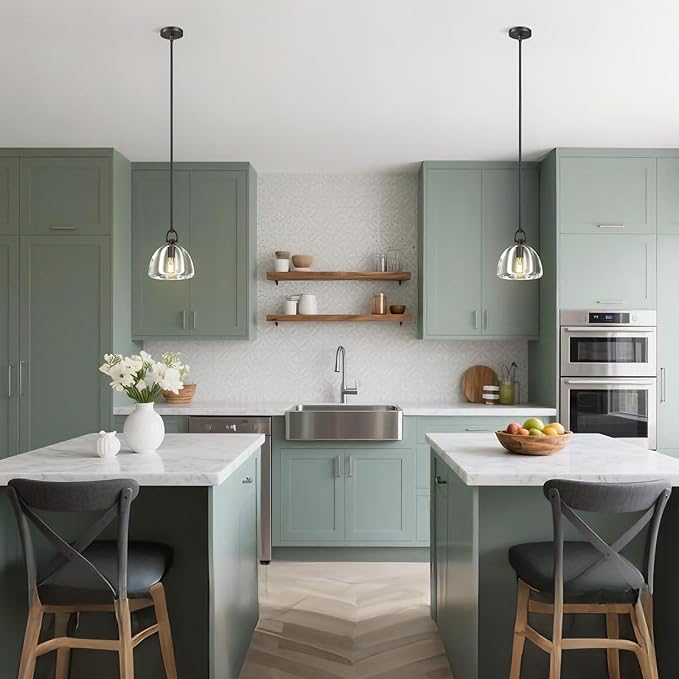 Botanist Crystal Dome Black Pendant Light,7" Crystal Modern Black Pendant Lights Kitchen Island, Hanging Crystals Dome Pendant, Farmhouse Kitchen Pendant Lighting Over Island,E12 Bulb Included