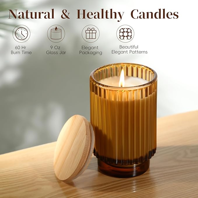 Apple Cinnamon Scented Candle Fall Candles, 70 Hours Long Burning Natural Soy Candle, Autumn Candle Gift, Luxury Candles Gifts for Women & Men, House Warming Gift