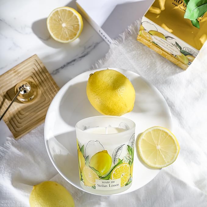 ROMIIE ZOI Scented Candle - Sicilian Lemon- 6oz Aromatherapy Soy Wax Jar Candle for Home, Gifts for Women - 170g