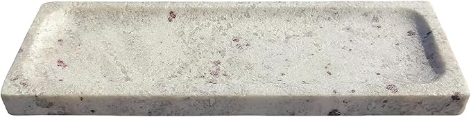 Vintage Marble Organizer Vanity Tray: 10.6” x 3.5” Decorative Tray for Bathroom Kitchen Coffee Table Entryway Storage, Royal Jade