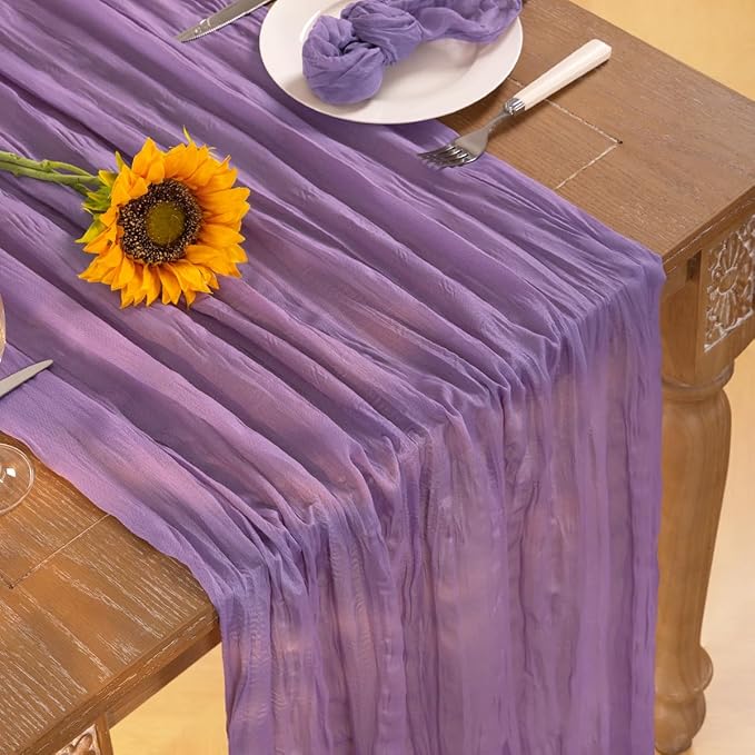 Lavender Purple Cheesecloth Table Runner 6 Pack Fall Table Runners Boho Gauze 120 Inches Cheese Cloth Fall Table Decorations for Thanksgiving Wedding Bridal Baby Shower Birthday Garden Party