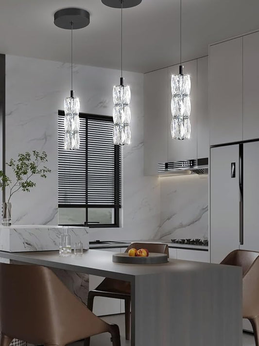 Modern Pendant Lighting 1-Light Chandelier Black Pendant Light Indoor Hanging Light Fixture for Kithchen Island Dinning Room Bedroom